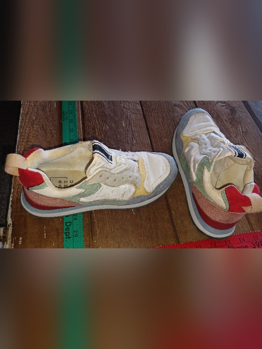 ShuShop Women Size 6 White Sneakers with Red, Green & Yellow Accents